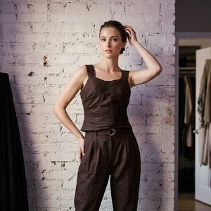 Express Brown Sleeveless Pantsuit Jumpsuit